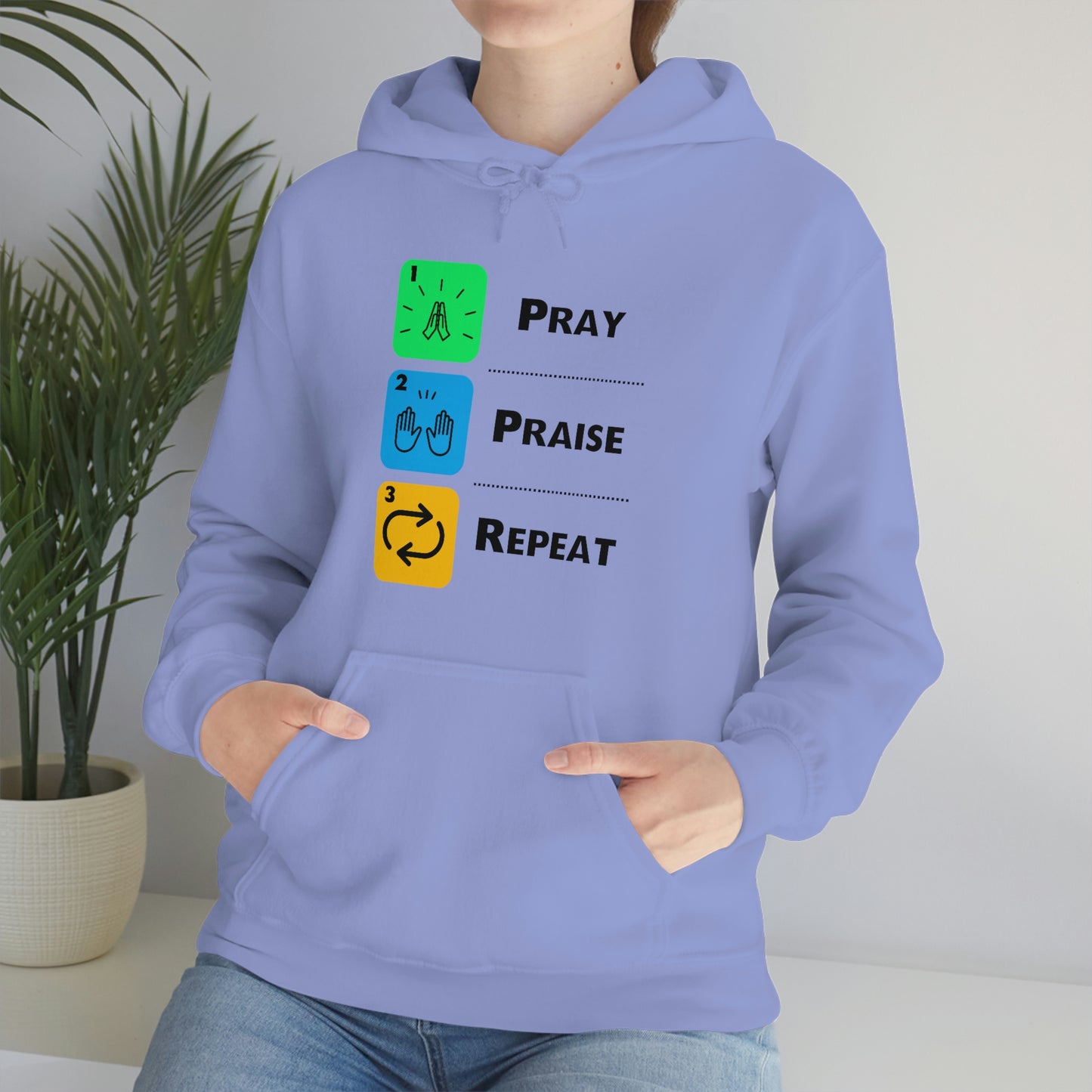 Unisex Pray, Praise, Repeat Heavy Blend™ Hooded Sweatshirt (Palette 2)