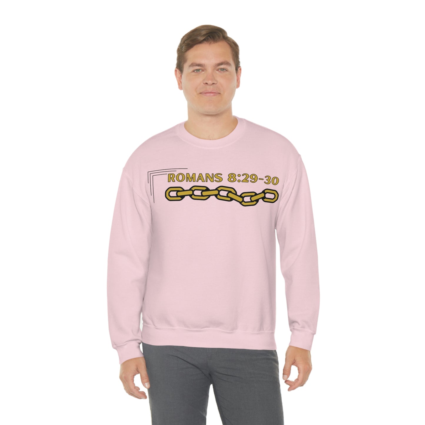 Unisex Golden Chain of Redemption (Romans 8:28-29) [Gold] Heavy Blend™ Crewneck Sweatshirt