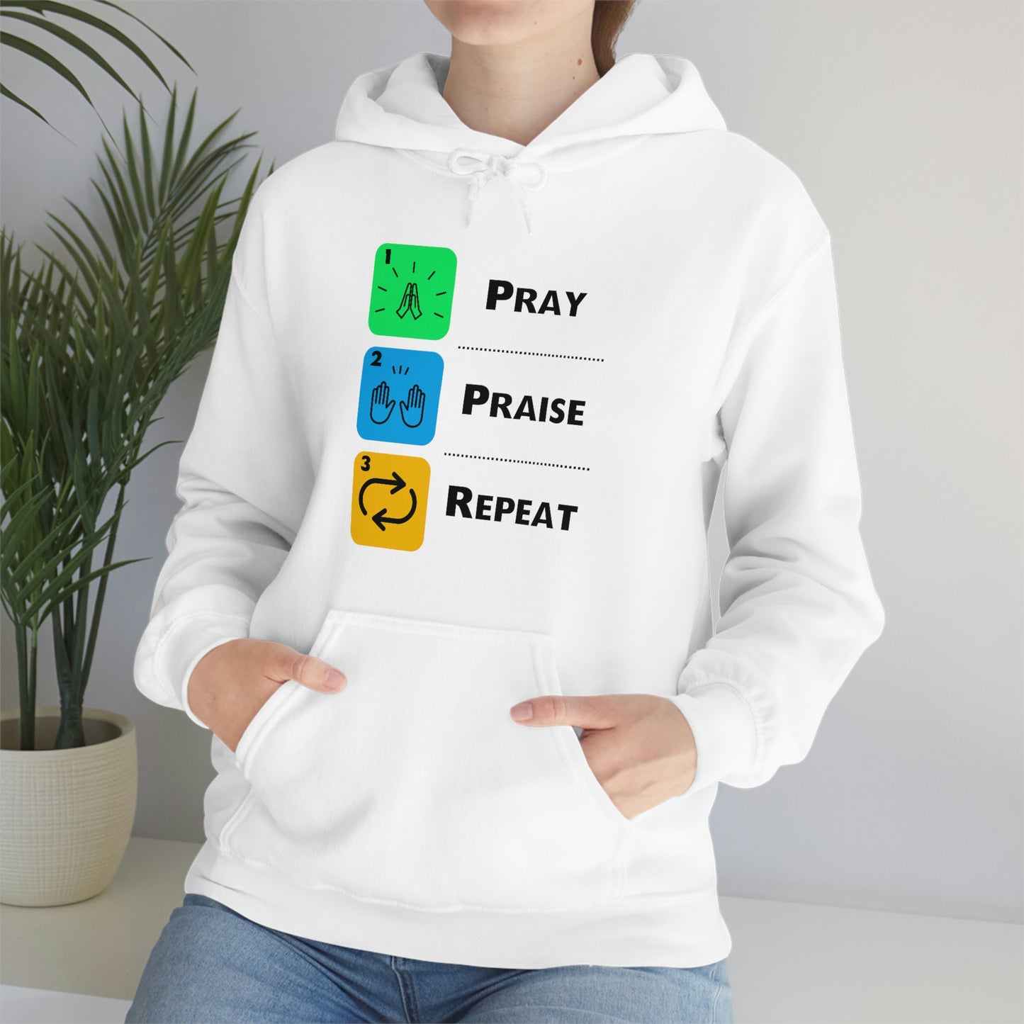 Unisex Pray, Praise, Repeat Heavy Blend™ Hooded Sweatshirt (Palette 2)