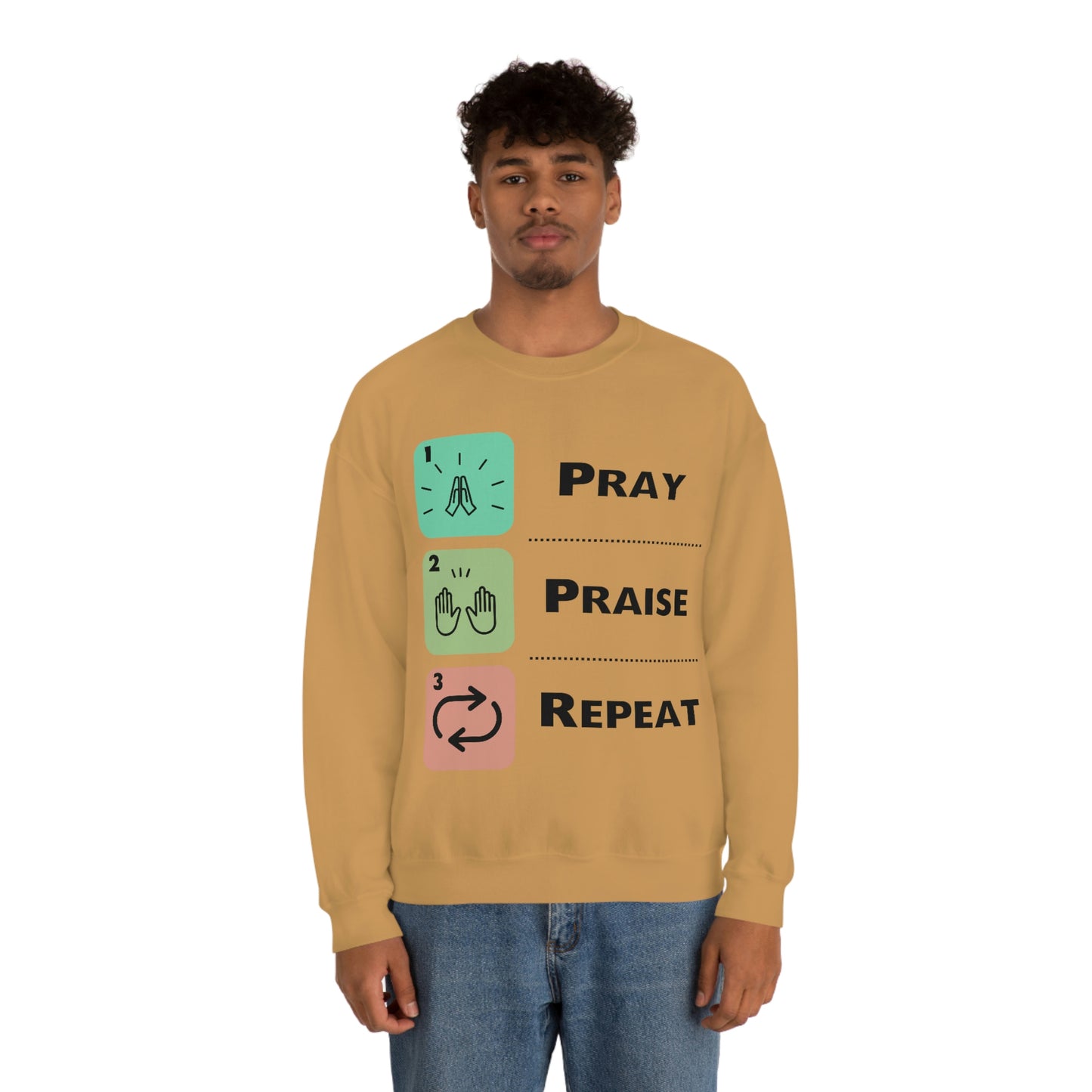 Unisex Pray, Praise, Repeat Heavy Blend™ Crewneck Sweatshirt (Palette 1)