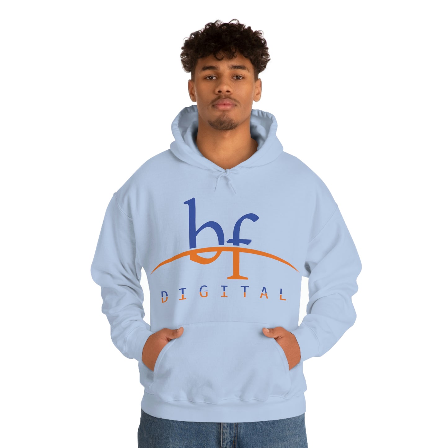 Unisex Blue Fire Digital Network Logo (Blue&Orange) Heavy Blend™ Hooded Sweatshirt