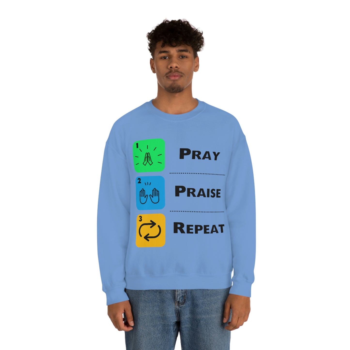 Unisex Pray, Praise, Repeat Heavy Blend™ Crewneck Sweatshirt (Palette 2)