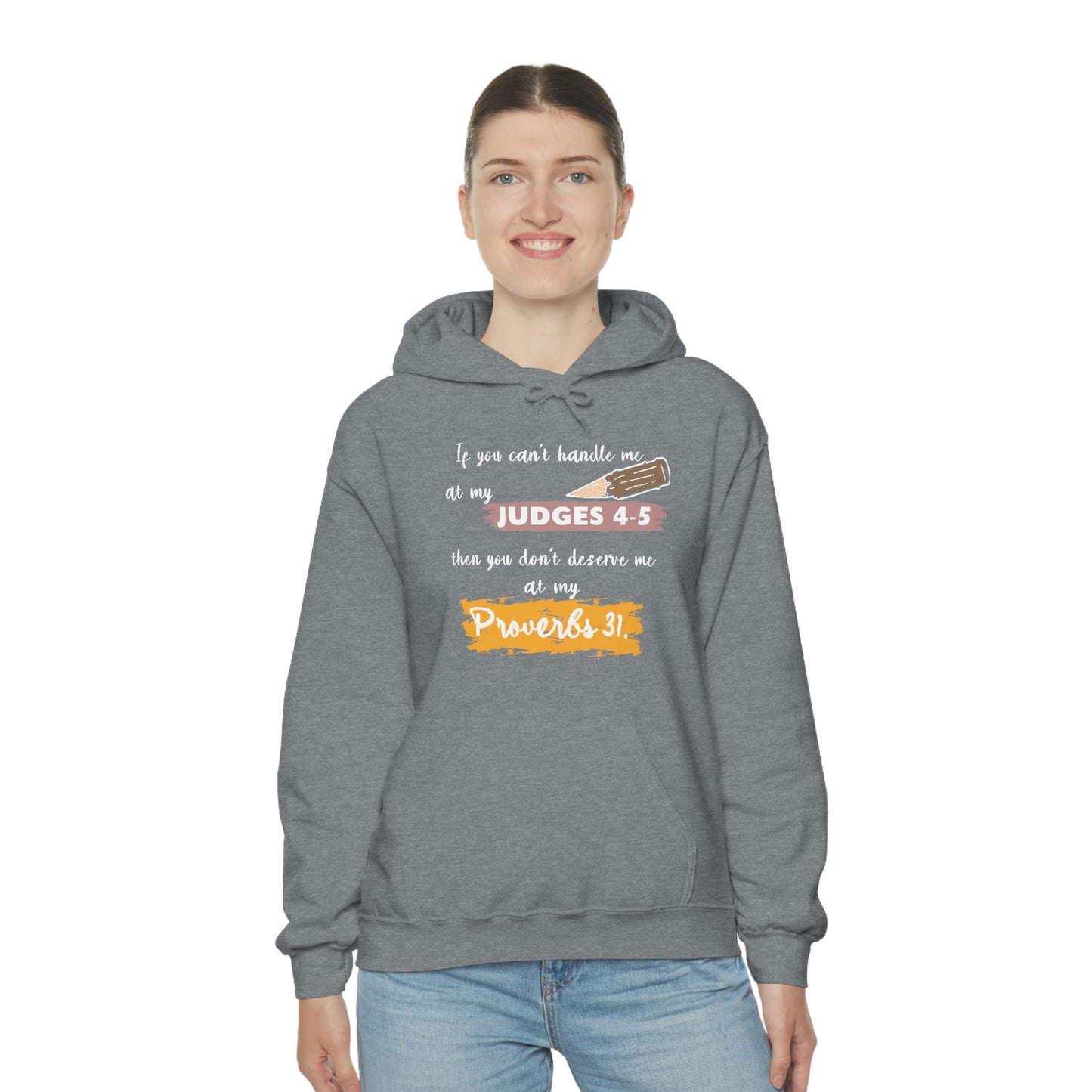 Women's Judges 4-5/Proverbs 31 (White Text) Heavy Blend™ Hooded Sweatshirt