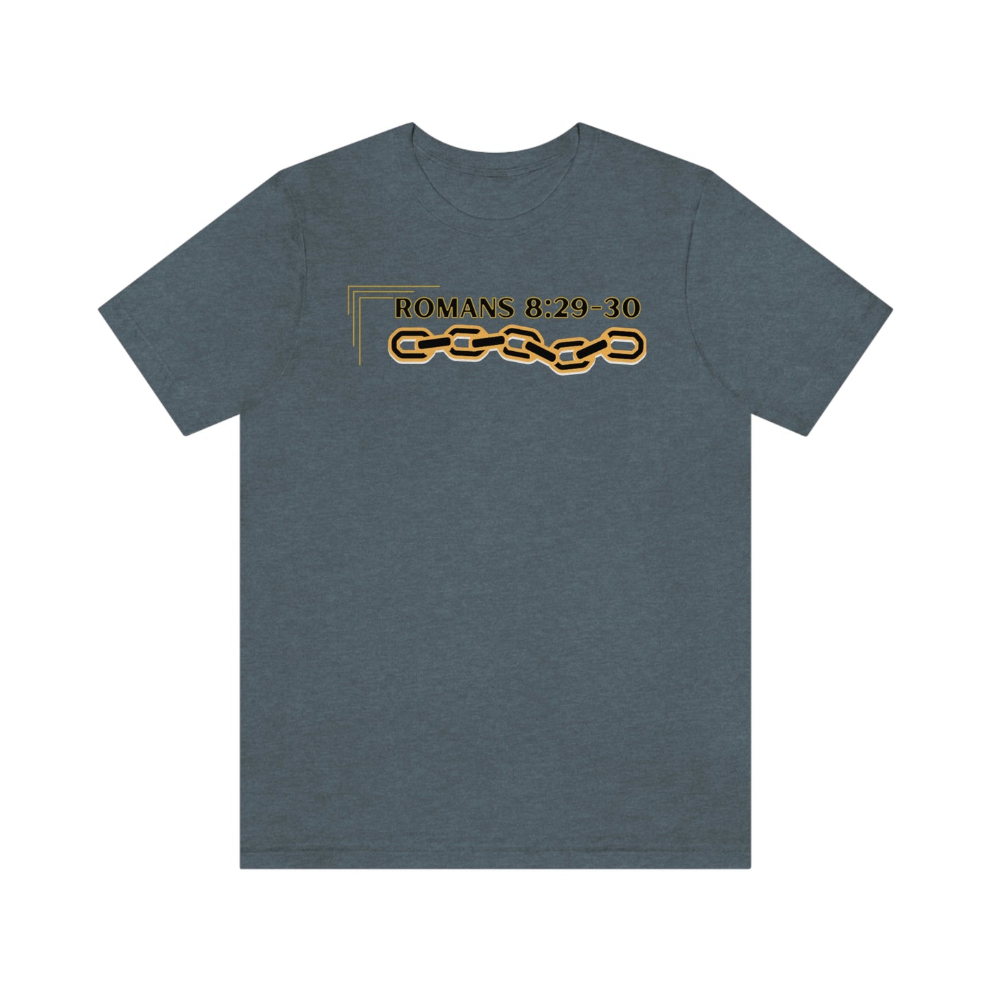 Unisex Golden Chain of Redemption (Romans 8:28-29) [Black] Short Sleeve T-Shirt