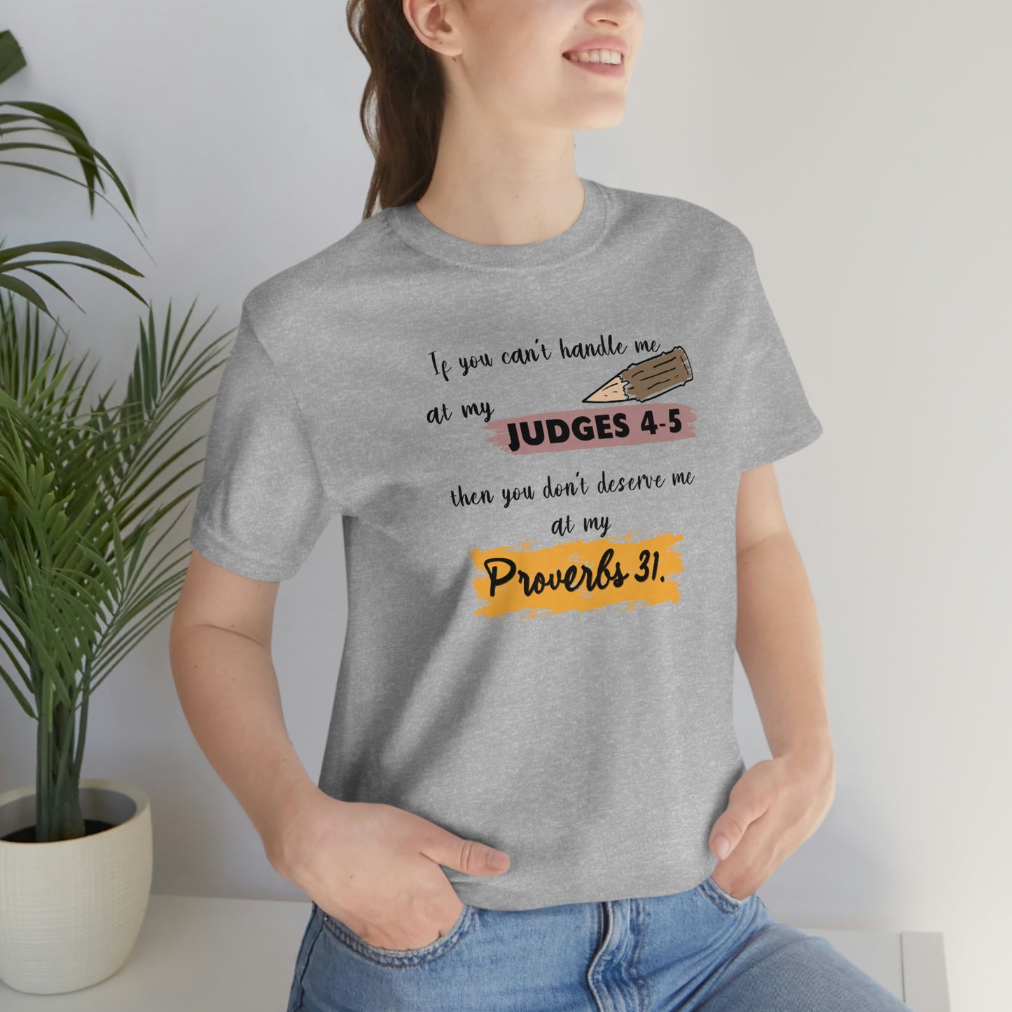 Women's Judges 4-5/Proverbs 31 (Black Text) Short Sleeve T-Shirt