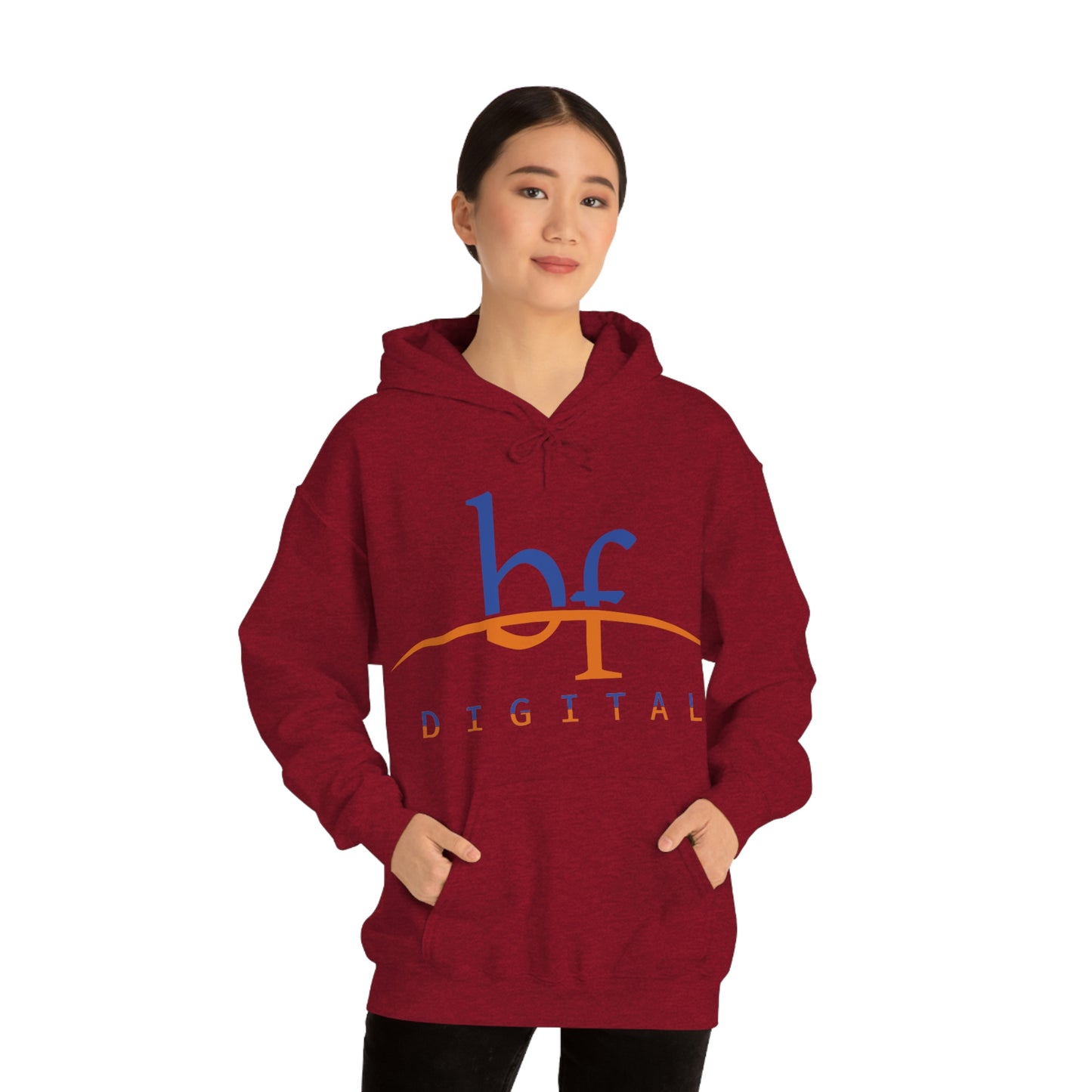 Unisex Blue Fire Digital Network Logo (Blue&Orange) Heavy Blend™ Hooded Sweatshirt