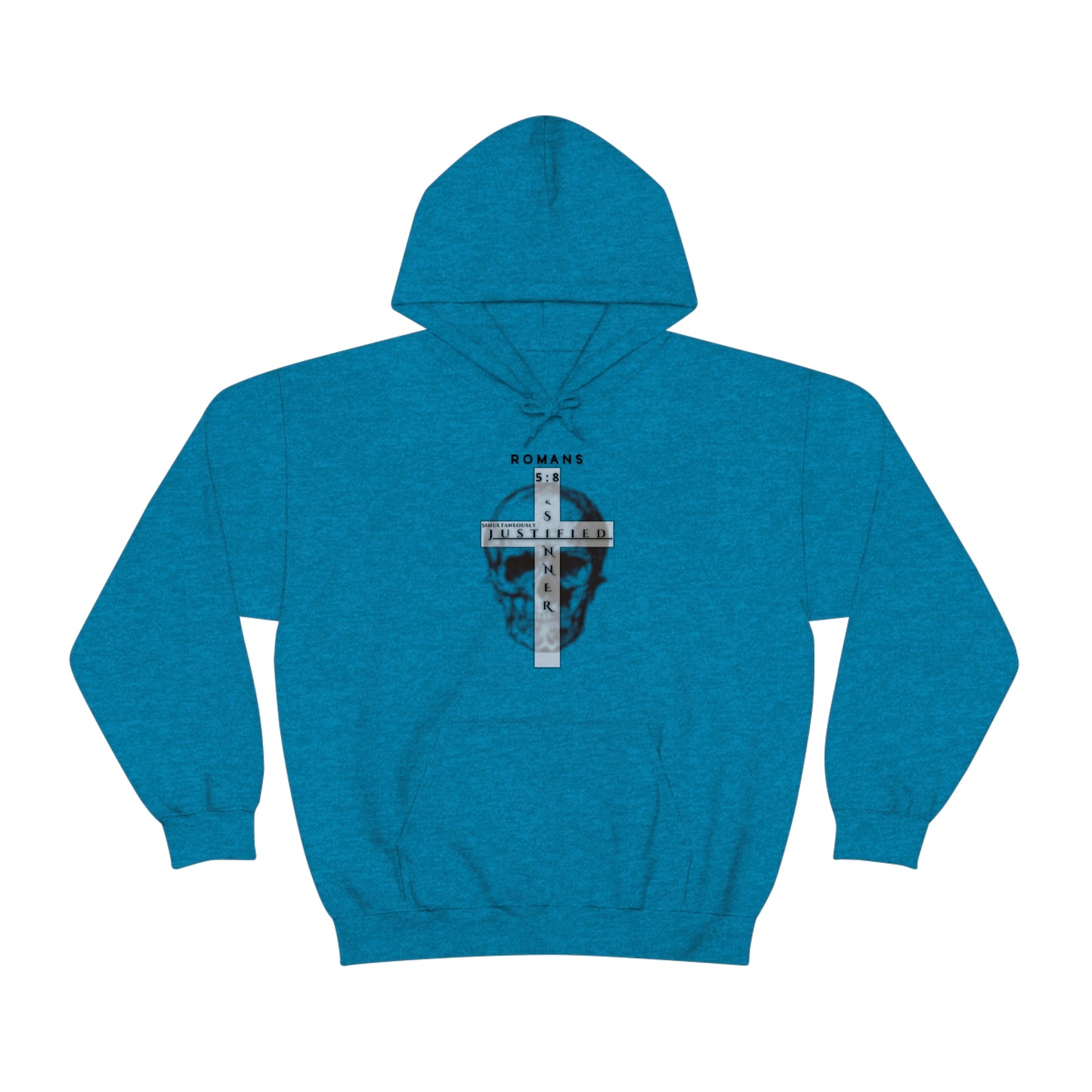 Men's Justified & Sinner (Romans 5:8) [Black Art] Heavy Blend™ Hooded Sweatshirt