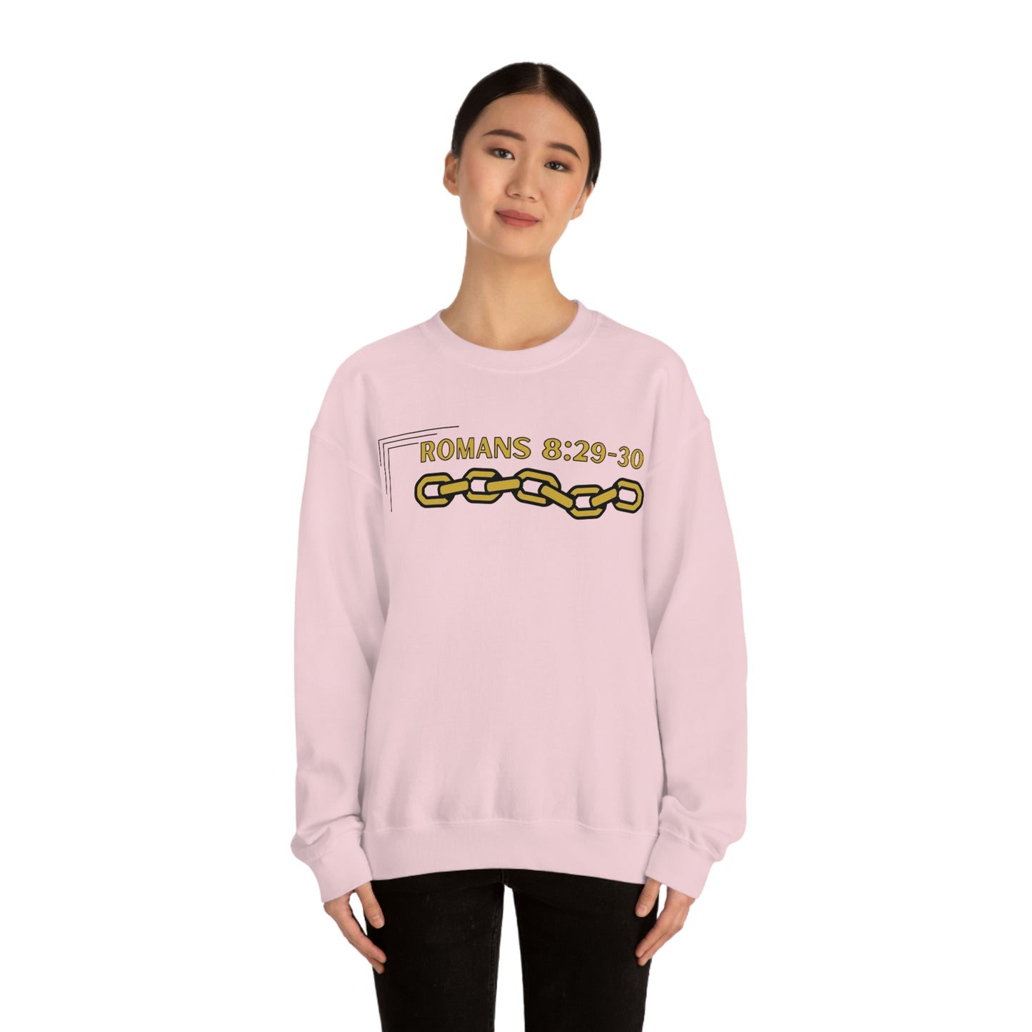 Unisex Golden Chain of Redemption (Romans 8:28-29) [Gold] Heavy Blend™ Crewneck Sweatshirt