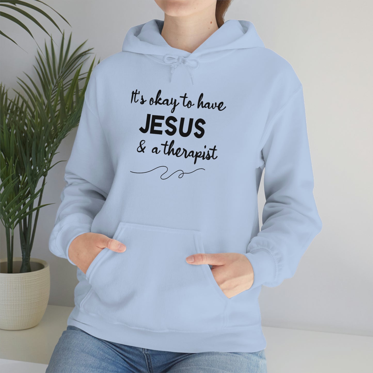 Women's Jesus & A Therapist (Black Text) Heavy Blend™ Hooded Sweatshirt