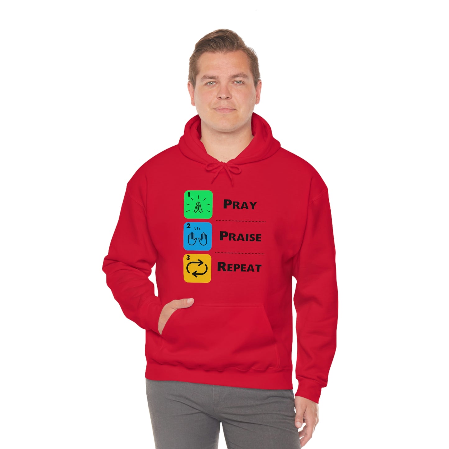 Unisex Pray, Praise, Repeat Heavy Blend™ Hooded Sweatshirt (Palette 2)