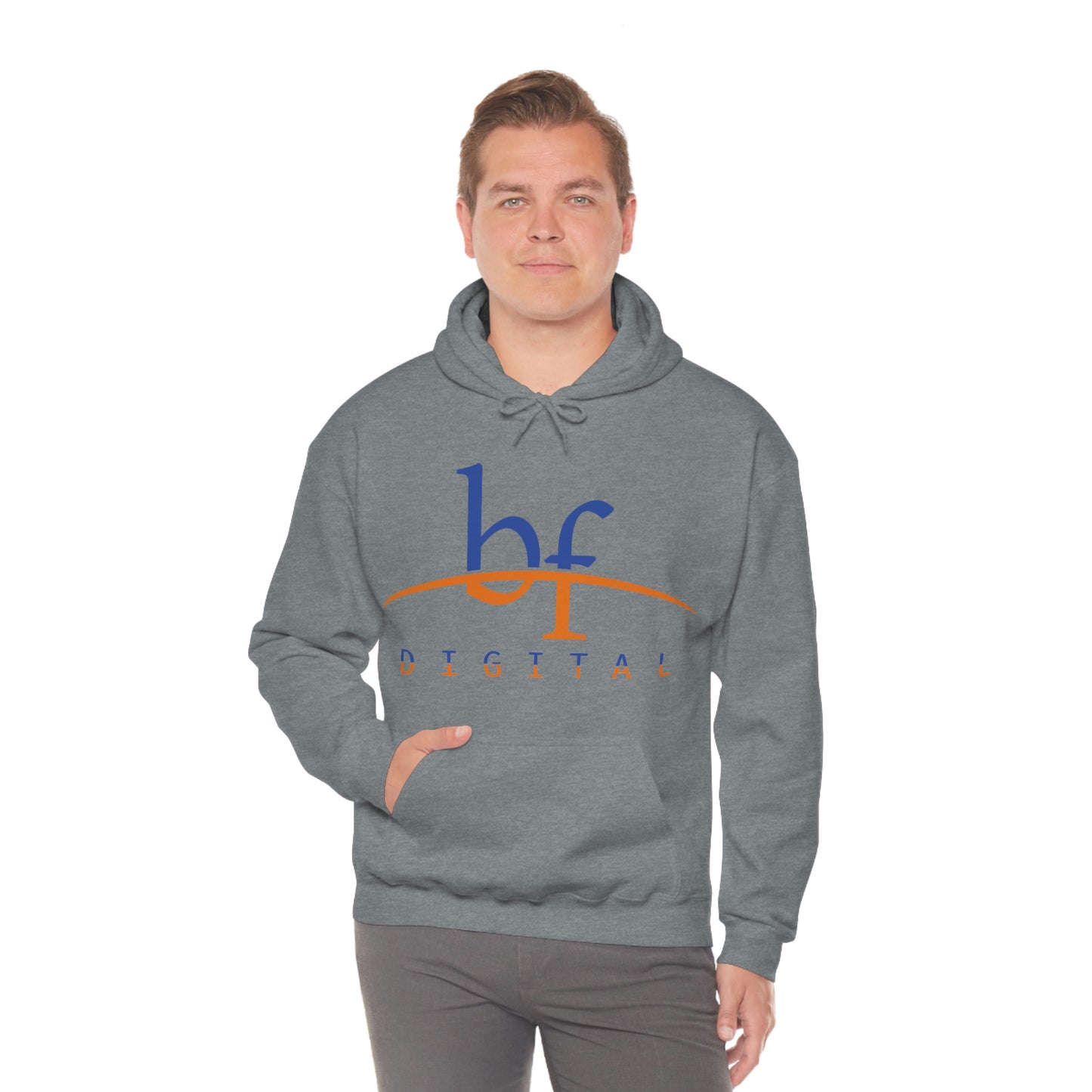 Unisex Blue Fire Digital Network Logo (Blue&Orange) Heavy Blend™ Hooded Sweatshirt