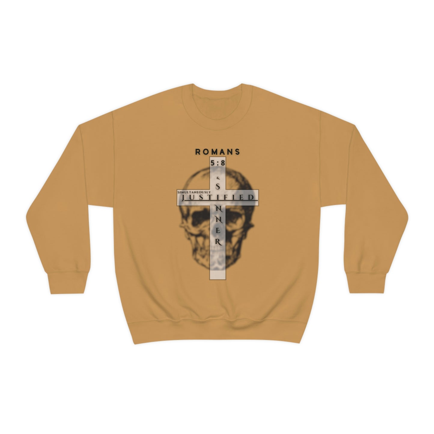 Men's Justified & Sinner (Romans 5:8) [Black Art] Heavy Blend™ Crewneck Sweatshirt