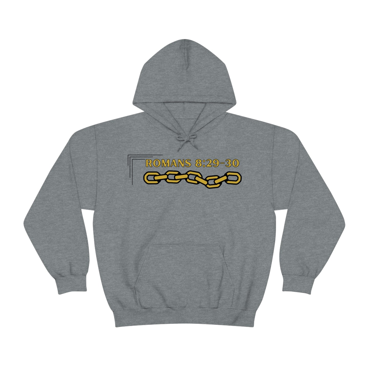 Unisex Golden Chain of Redemption (Romans 8:28-29) [Gold] Heavy Blend™ Hooded Sweatshirt