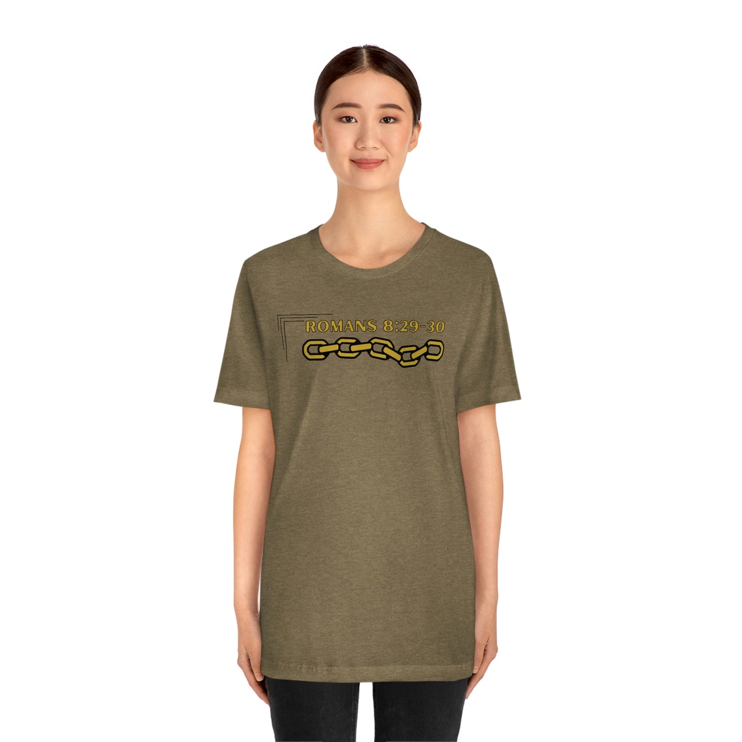 Unisex Golden Chain of Redemption (Romans 8:28-29) [Gold] Short Sleeve T-Shirt