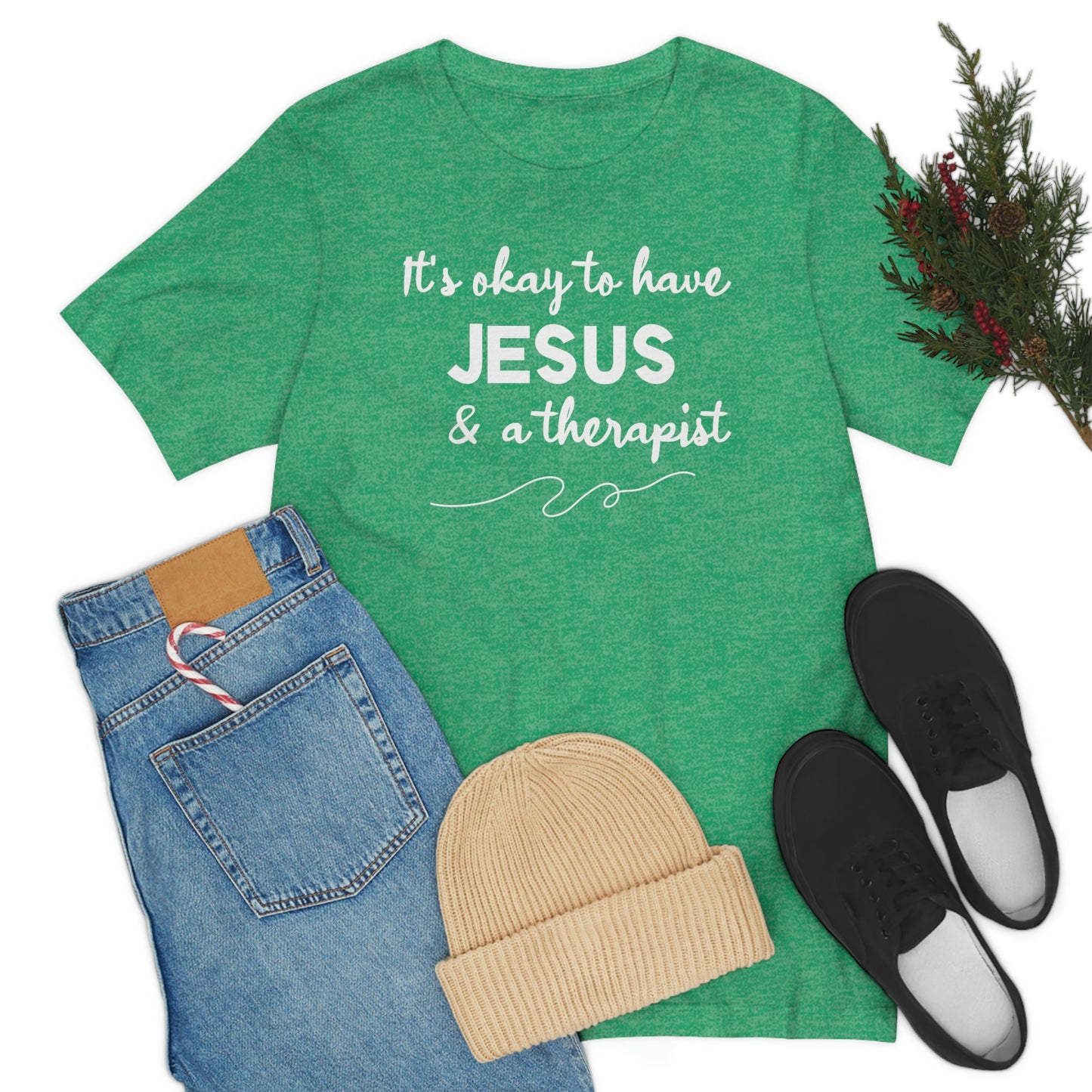 Women's Jesus & A Therapist (White Text) Short Sleeve T-Shirt