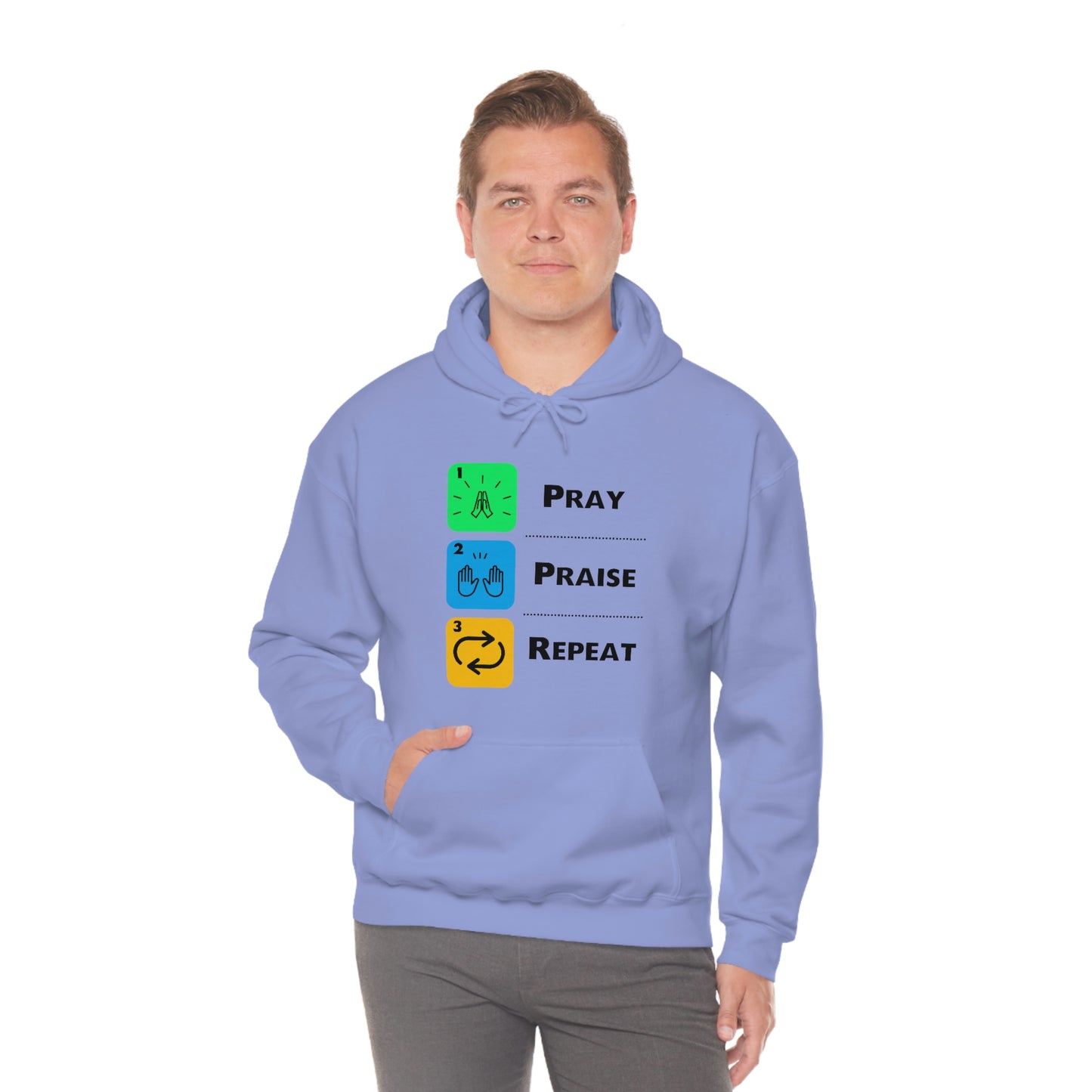 Unisex Pray, Praise, Repeat Heavy Blend™ Hooded Sweatshirt (Palette 2)