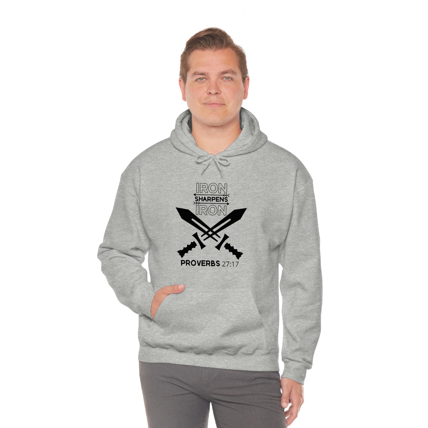 Men's Iron Sharpens Iron (Black Art) Heavy Blend™ Hooded Sweatshirt