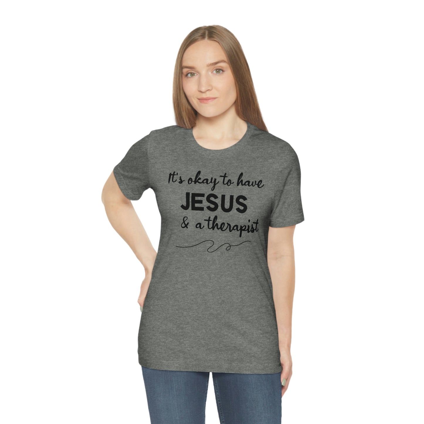 Women's Jesus & A Therapist (Black Text) Short Sleeve T-Shirt