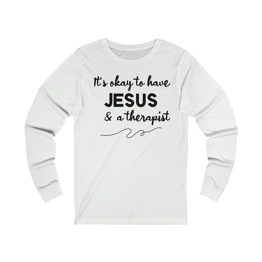 Women's Jesus & A Therapist (Black Text) Long Sleeve T-Shirt