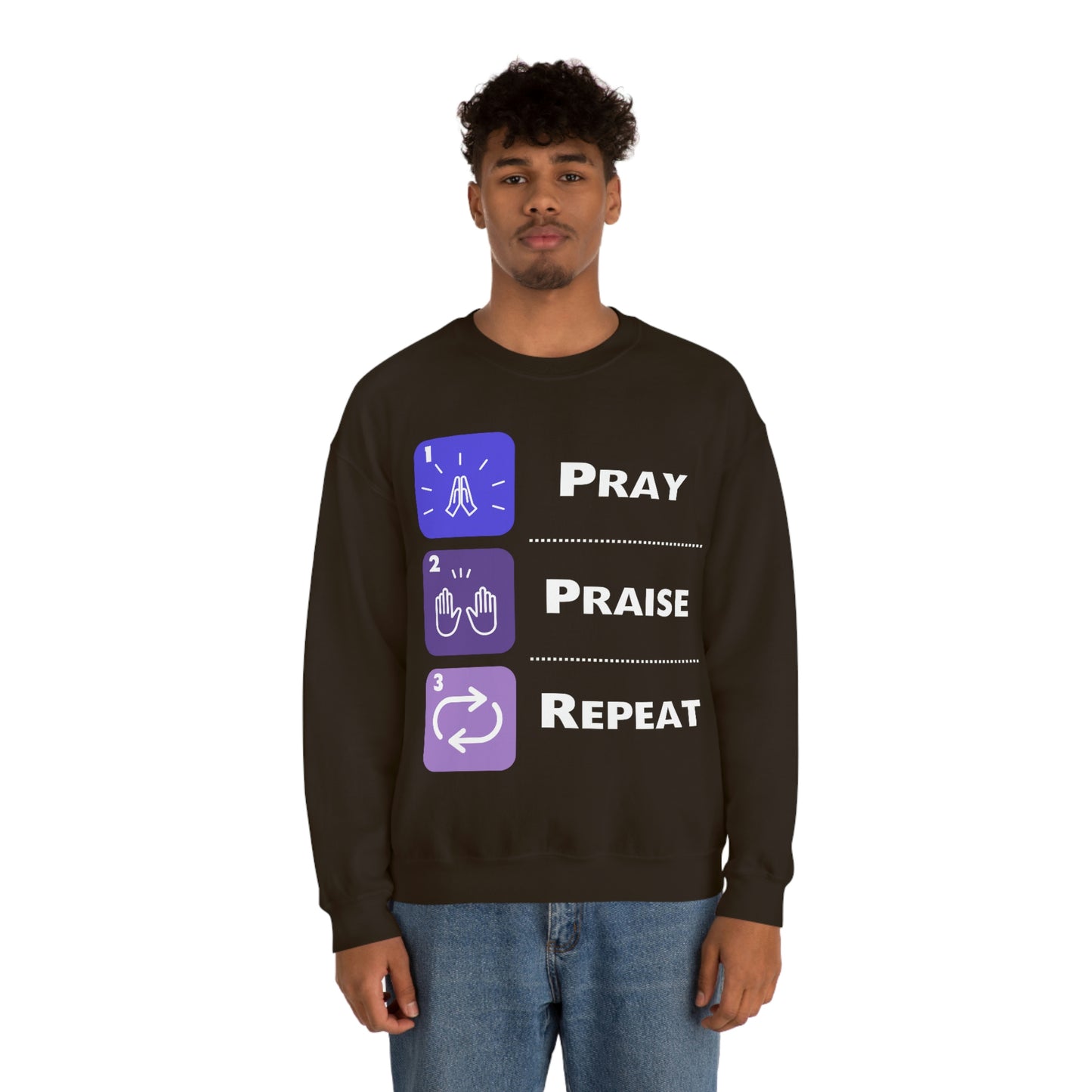 Unisex Pray, Praise, Repeat Heavy Blend™ Crewneck Sweatshirt (Palette 3)