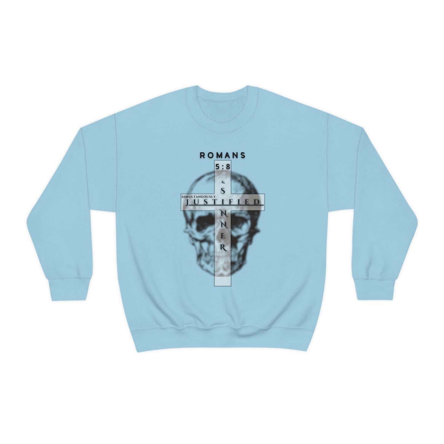 Men's Justified & Sinner (Romans 5:8) [Black Art] Heavy Blend™ Crewneck Sweatshirt