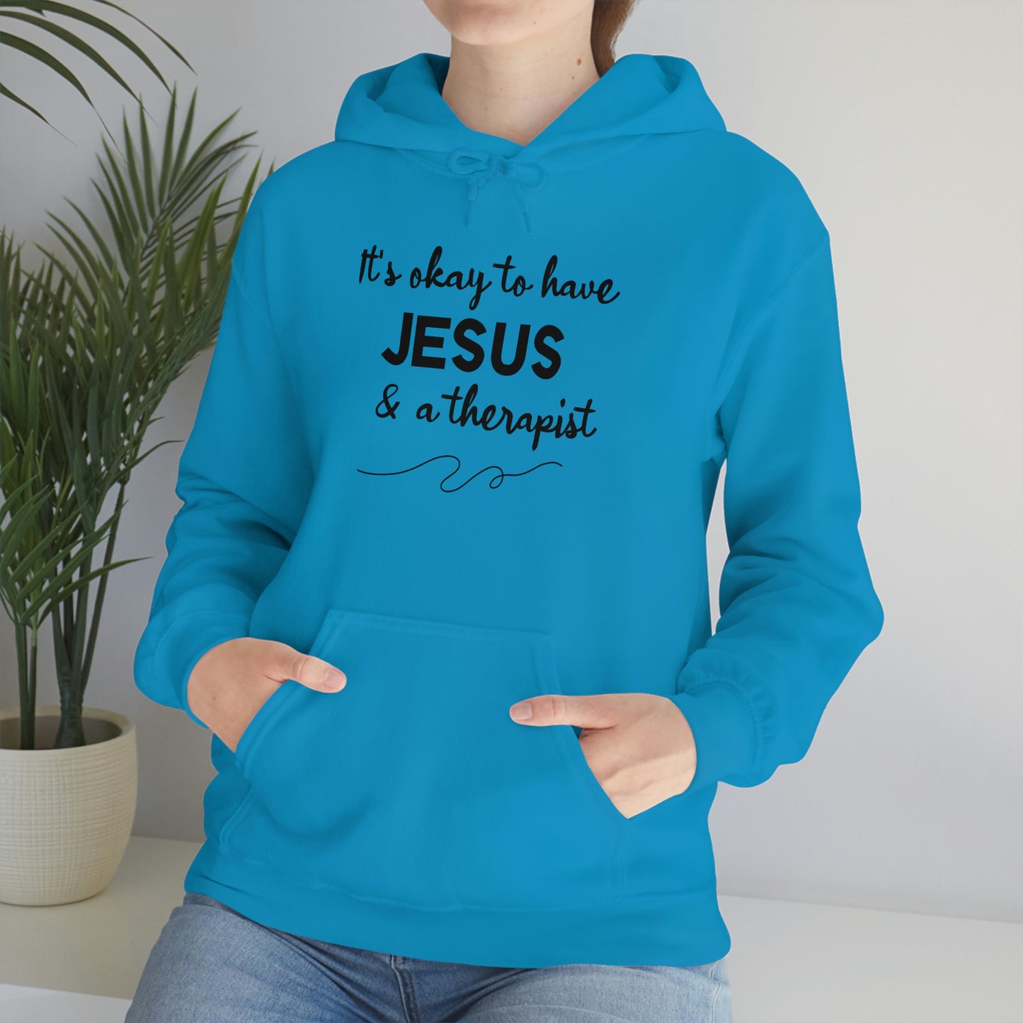 Women's Jesus & A Therapist (Black Text) Heavy Blend™ Hooded Sweatshirt