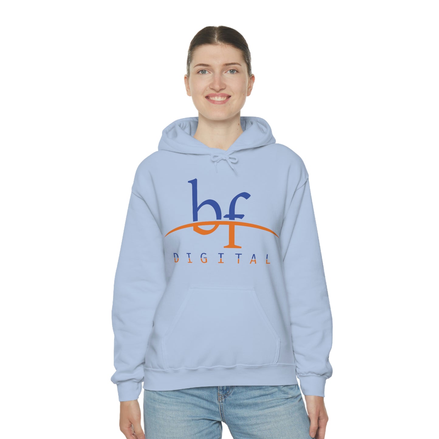 Unisex Blue Fire Digital Network Logo (Blue&Orange) Heavy Blend™ Hooded Sweatshirt