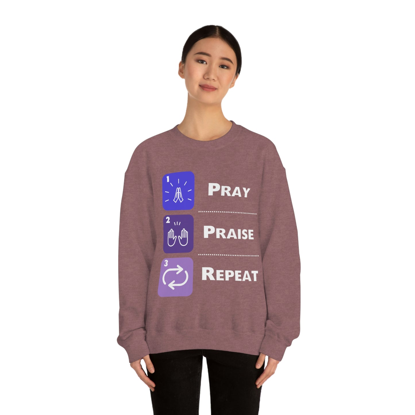 Unisex Pray, Praise, Repeat Heavy Blend™ Crewneck Sweatshirt (Palette 3)