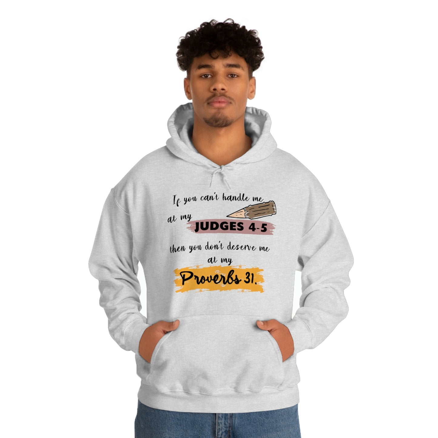 Women's Judges 4-5/Proverbs 31 (Black Text)  Heavy Blend™ Hooded Sweatshirt