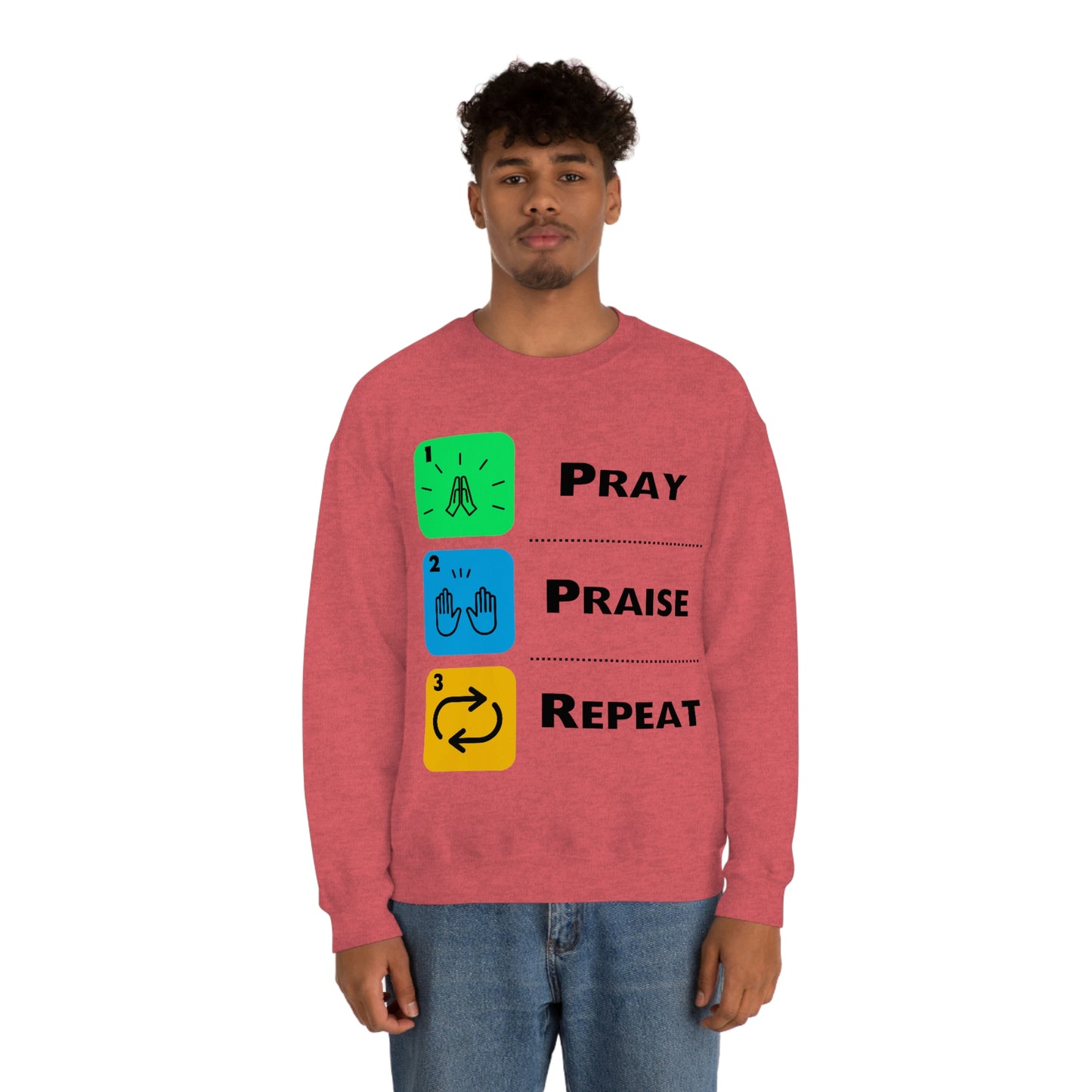 Unisex Pray, Praise, Repeat Heavy Blend™ Crewneck Sweatshirt (Palette 2)