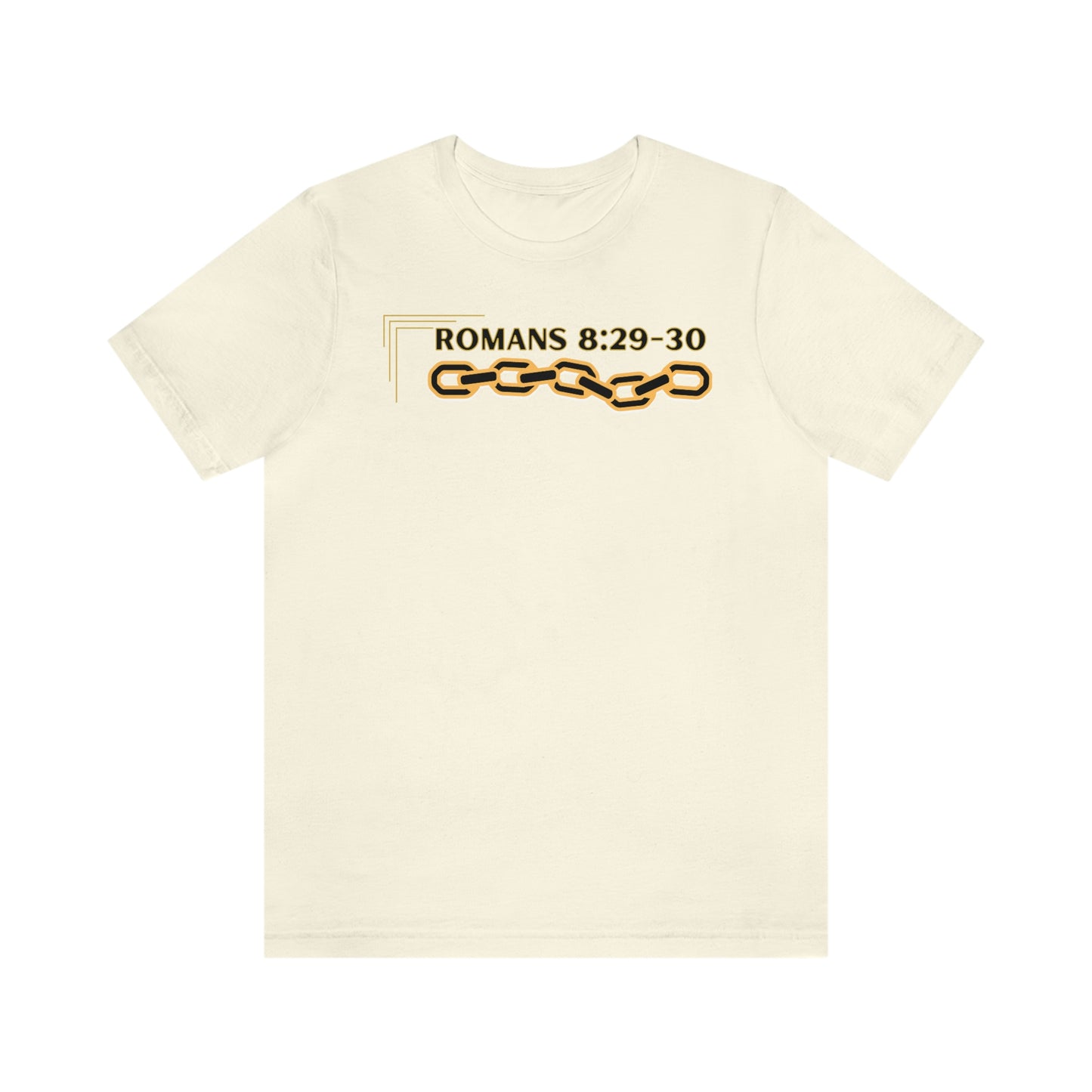 Unisex Golden Chain of Redemption (Romans 8:28-29) [Black] Short Sleeve T-Shirt