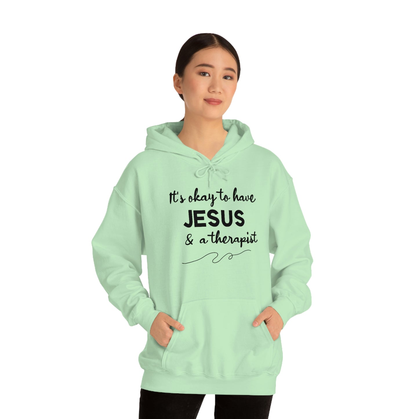 Women's Jesus & A Therapist (Black Text) Heavy Blend™ Hooded Sweatshirt