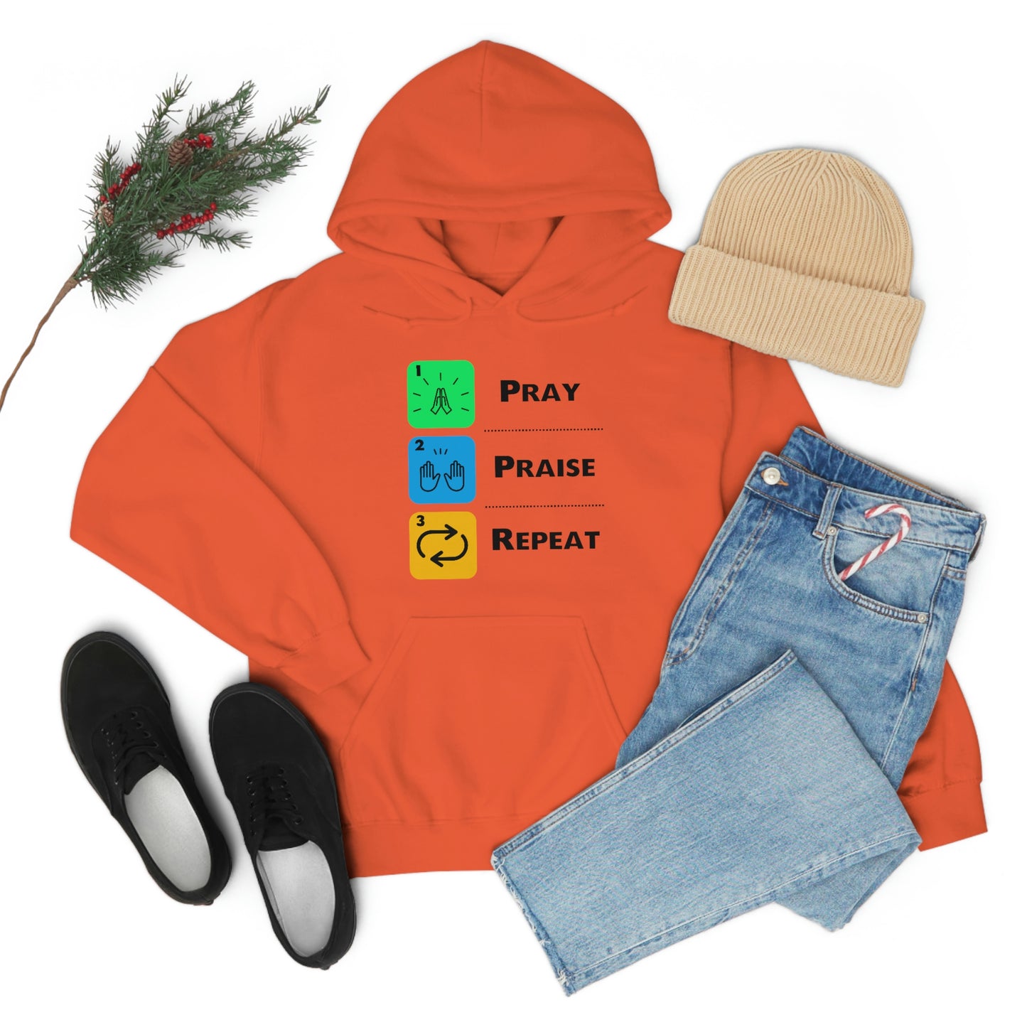 Unisex Pray, Praise, Repeat Heavy Blend™ Hooded Sweatshirt (Palette 2)