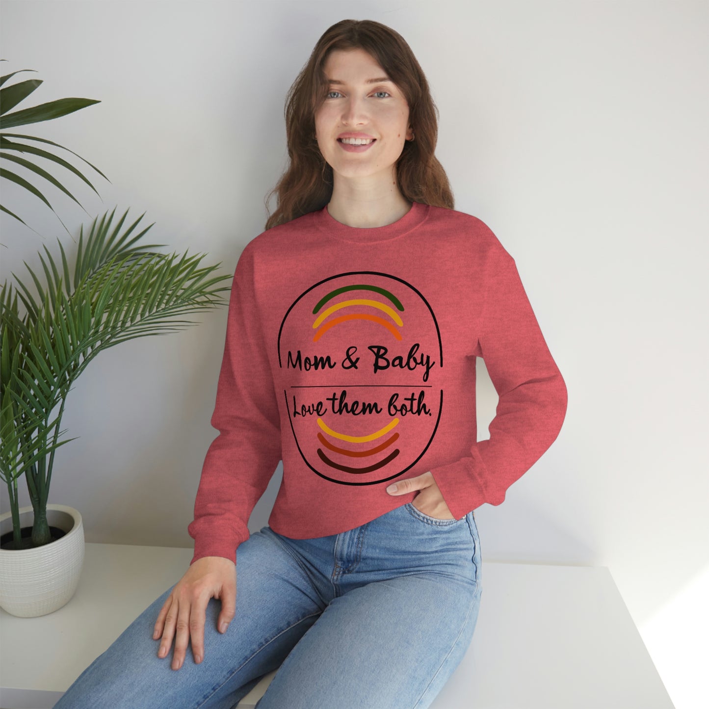 Women's Love Them Both (Black Text) Heavy Blend™ Crewneck Sweatshirt