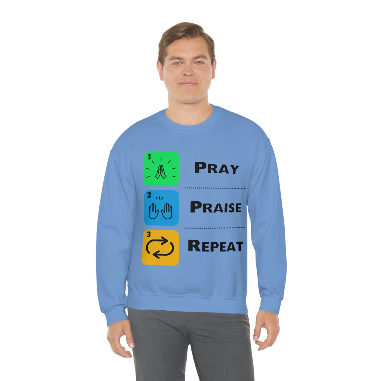 Unisex Pray, Praise, Repeat Heavy Blend™ Crewneck Sweatshirt (Palette 2)