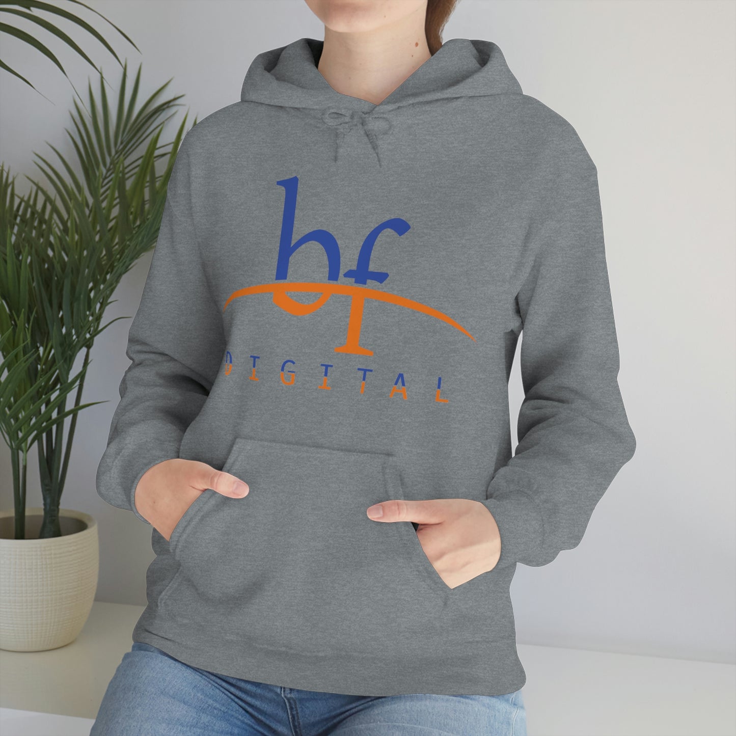 Unisex Blue Fire Digital Network Logo (Blue&Orange) Heavy Blend™ Hooded Sweatshirt