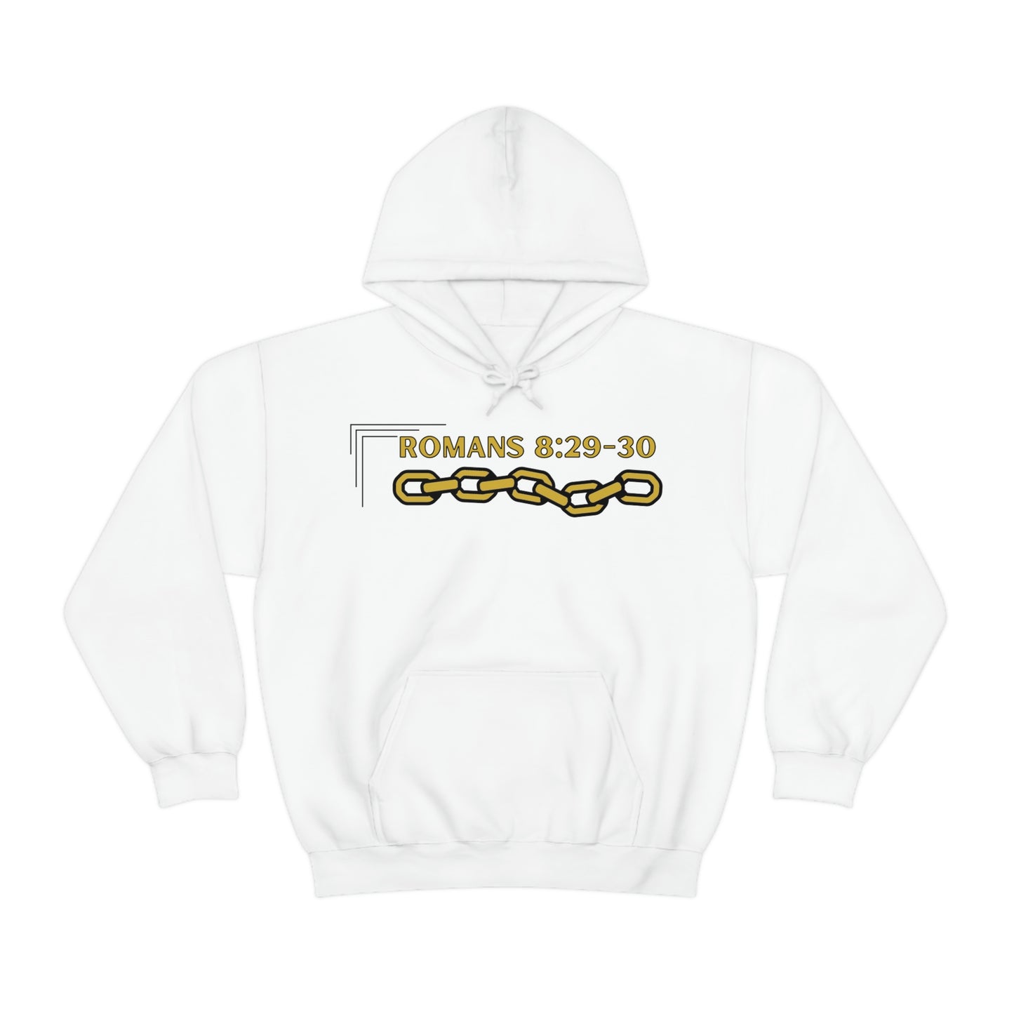 Unisex Golden Chain of Redemption (Romans 8:28-29) [Gold] Heavy Blend™ Hooded Sweatshirt