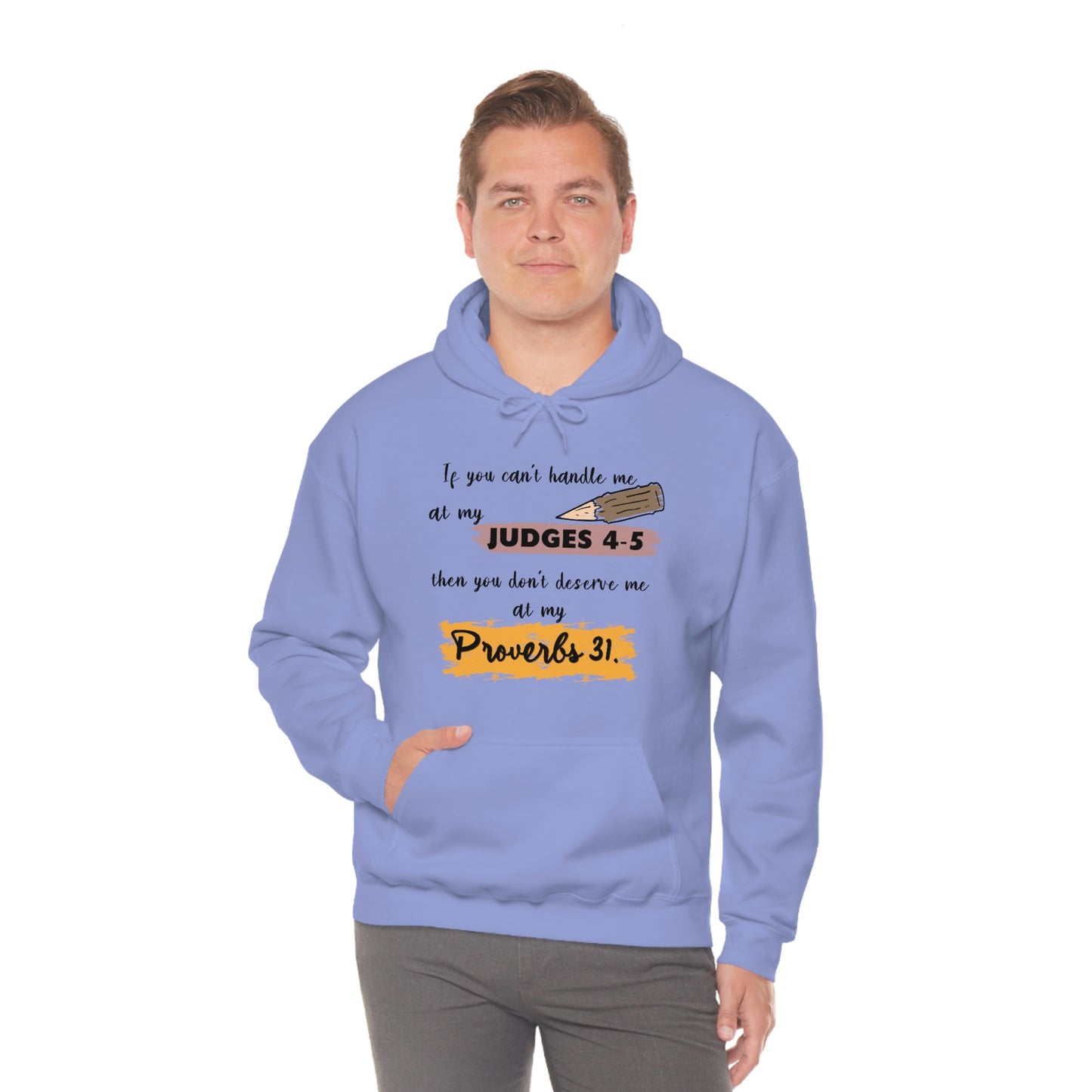 Women's Judges 4-5/Proverbs 31 (Black Text)  Heavy Blend™ Hooded Sweatshirt