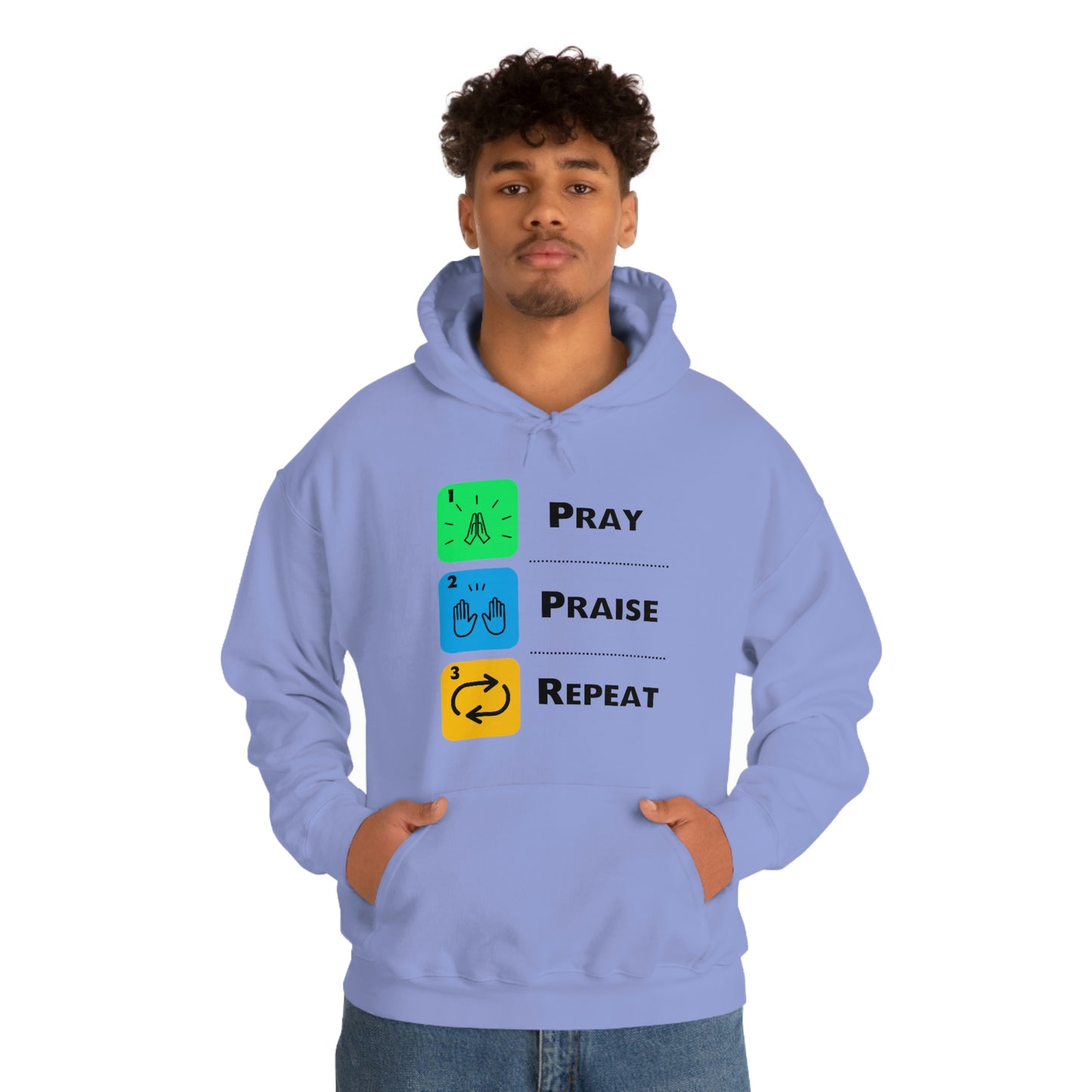 Unisex Pray, Praise, Repeat Heavy Blend™ Hooded Sweatshirt (Palette 2)