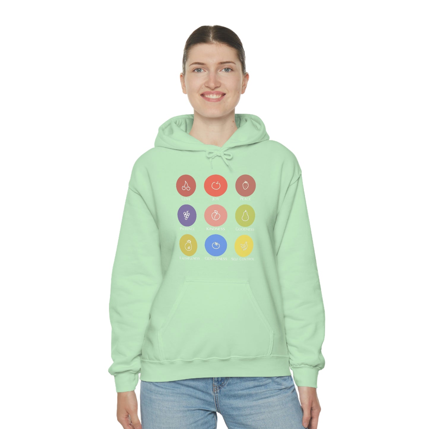 Unisex Fruits of the Spirit (White Text) Heavy Blend™ Hooded Sweatshirt