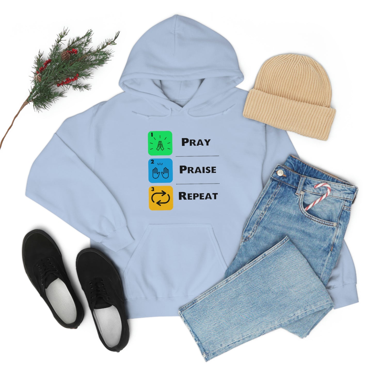 Unisex Pray, Praise, Repeat Heavy Blend™ Hooded Sweatshirt (Palette 2)