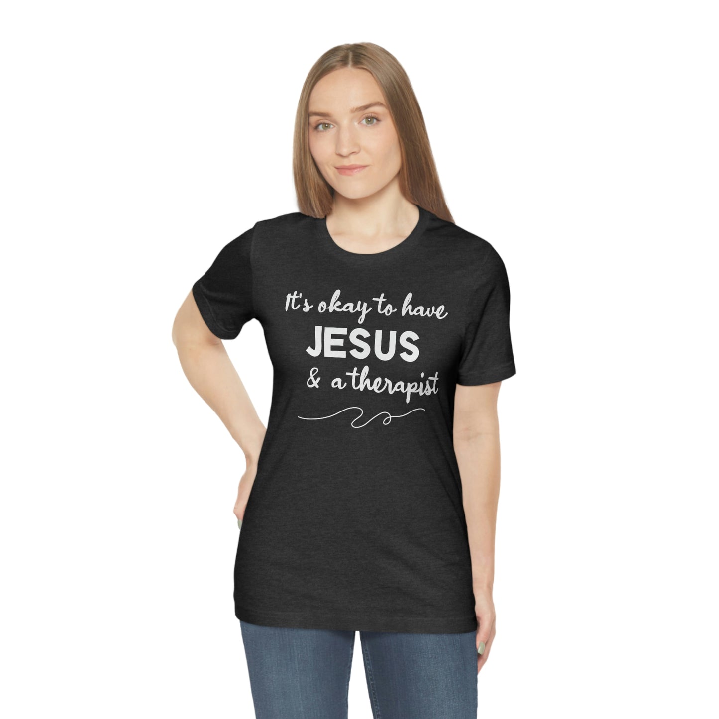 Women's Jesus & A Therapist (White Text) Short Sleeve T-Shirt