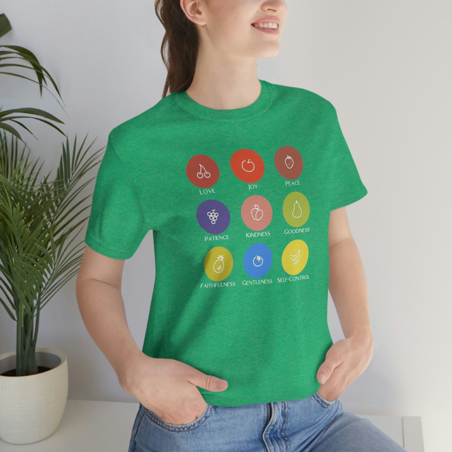 Unisex Fruits of the Spirit (White Text) Short Sleeve T-Shirt