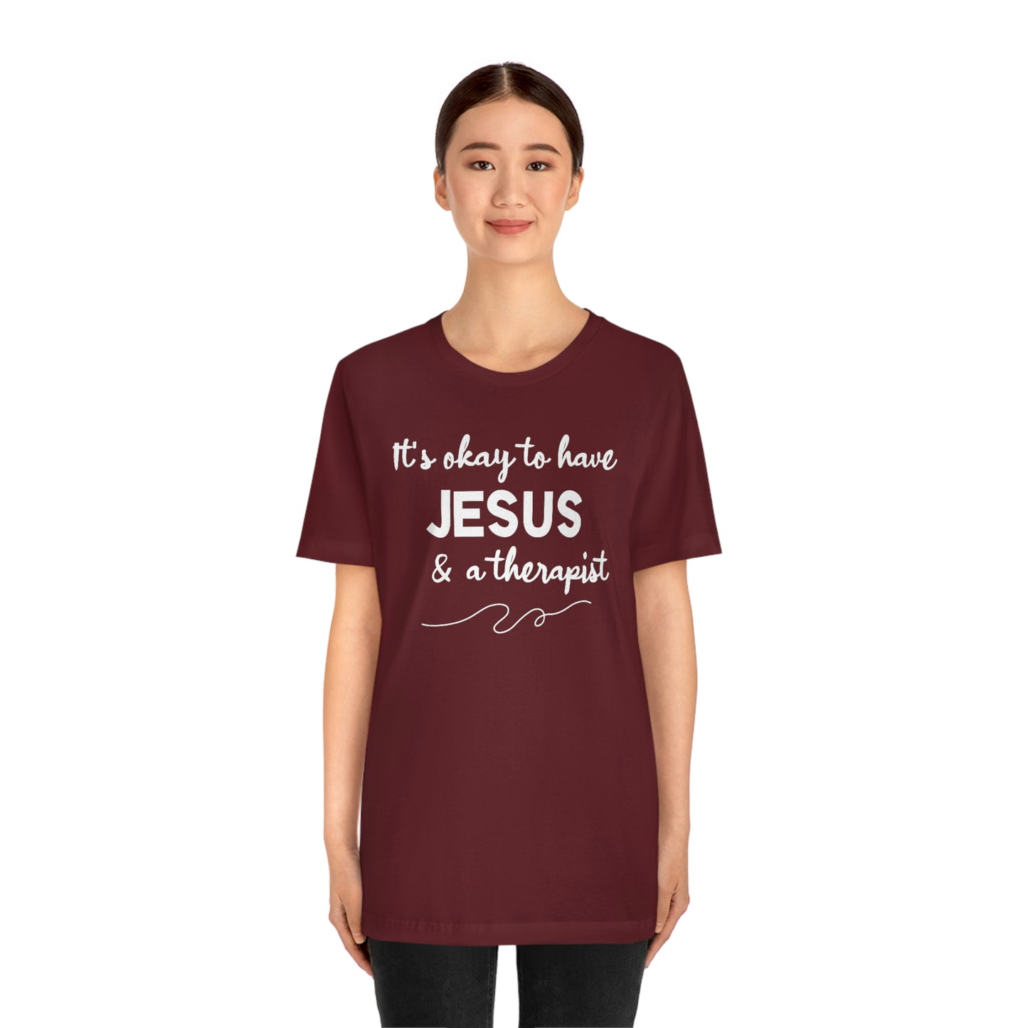 Women's Jesus & A Therapist (White Text) Short Sleeve T-Shirt