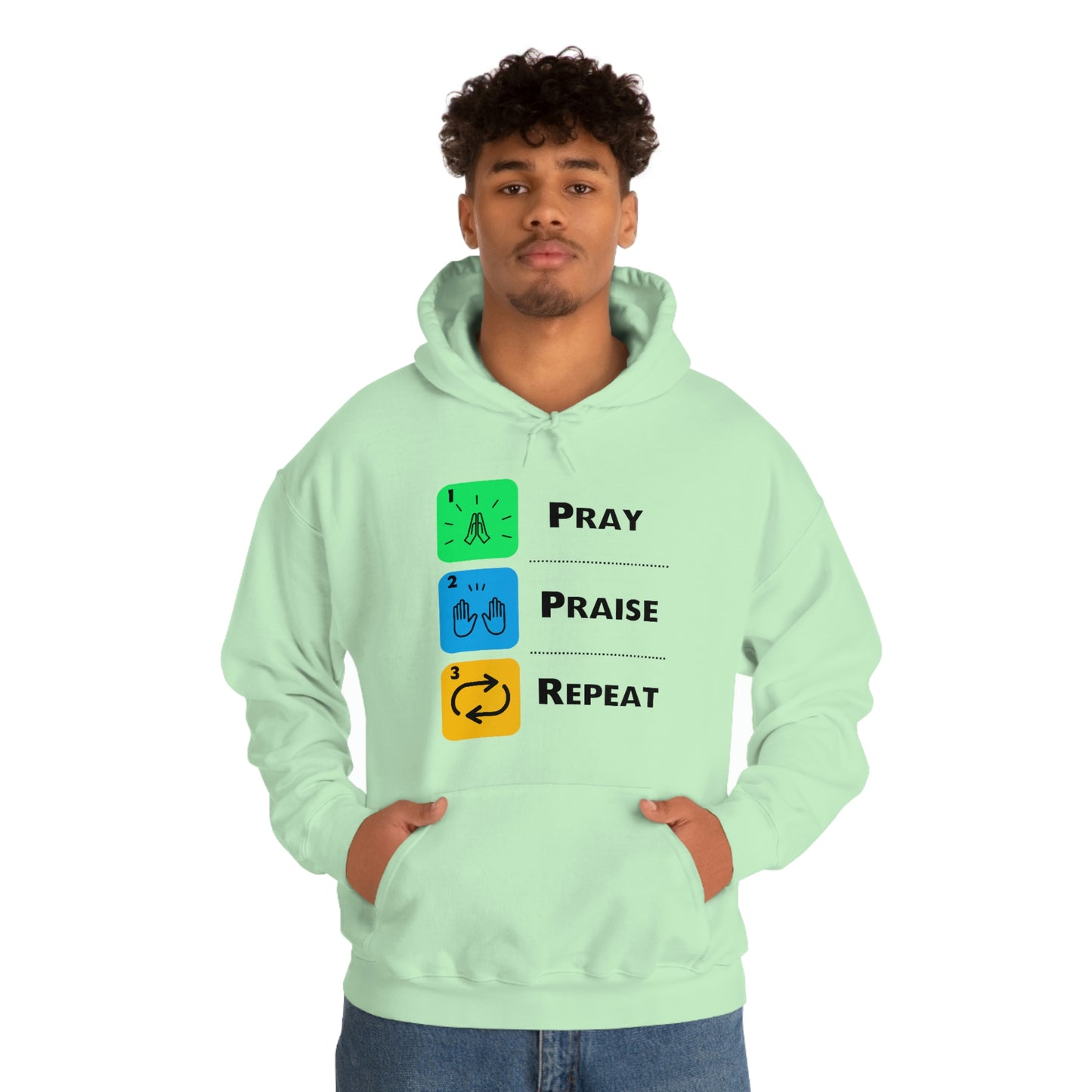 Unisex Pray, Praise, Repeat Heavy Blend™ Hooded Sweatshirt (Palette 2)