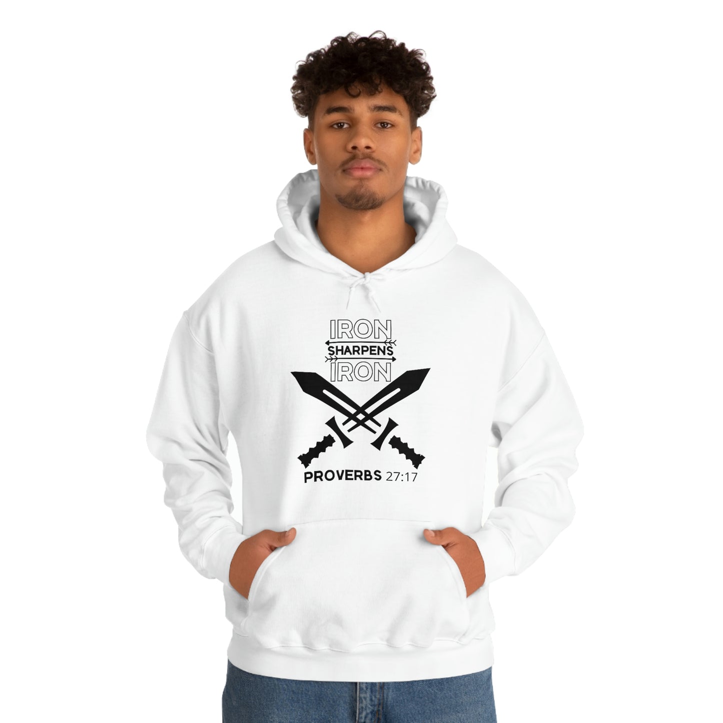 Men's Iron Sharpens Iron (Black Art) Heavy Blend™ Hooded Sweatshirt