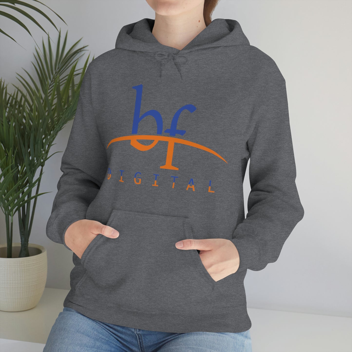 Unisex Blue Fire Digital Network Logo (Blue&Orange) Heavy Blend™ Hooded Sweatshirt