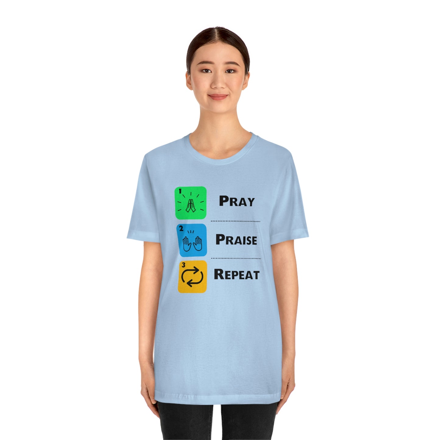 Unisex Pray, Praise, Repeat Short Sleeve T-Shirt (Palette 2)