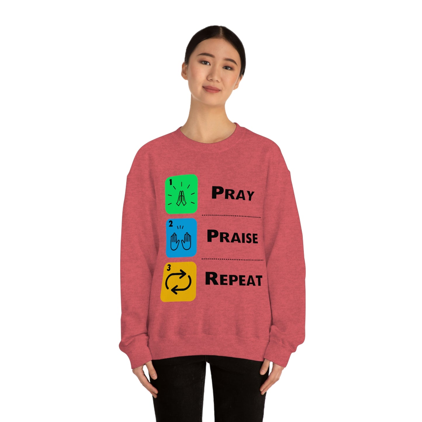 Unisex Pray, Praise, Repeat Heavy Blend™ Crewneck Sweatshirt (Palette 2)