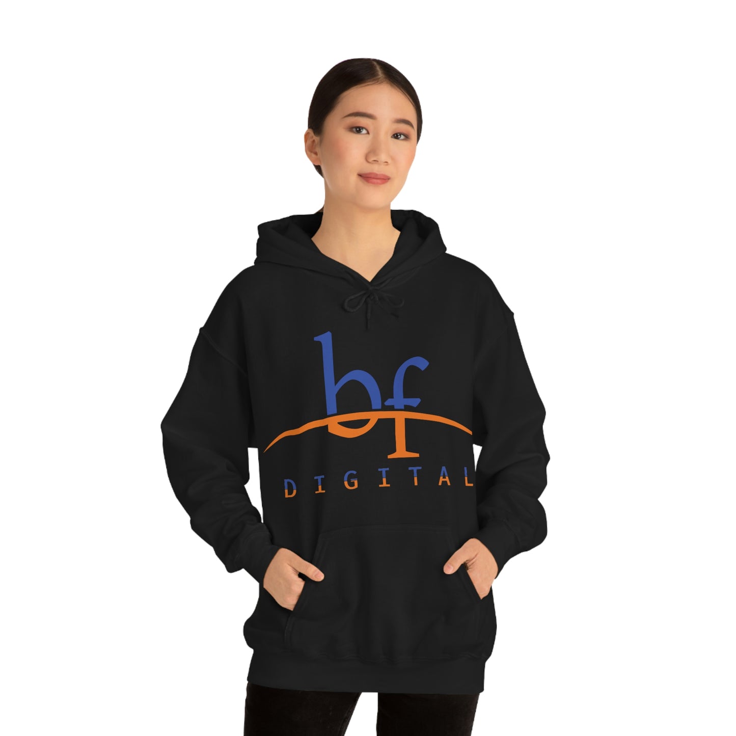 Unisex Blue Fire Digital Network Logo (Blue&Orange) Heavy Blend™ Hooded Sweatshirt